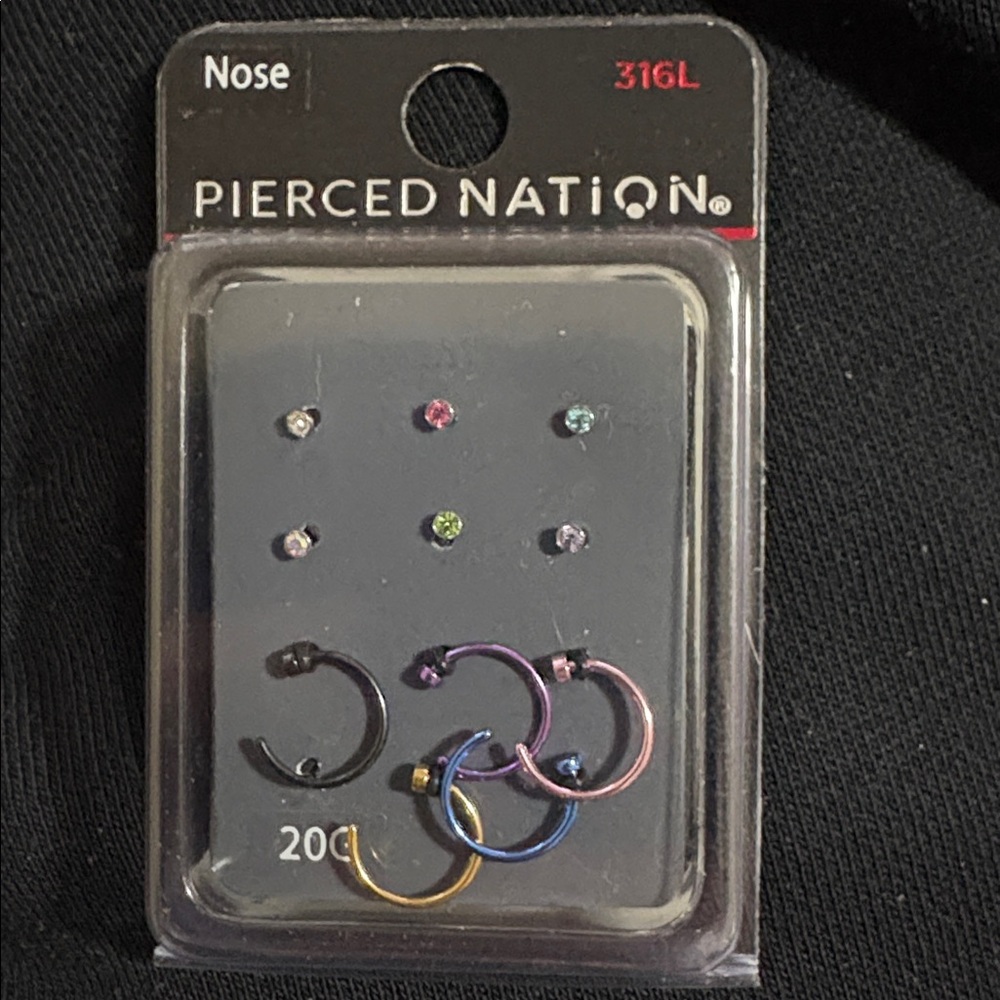 Pierced Nation Multicolor Nose Ring Set